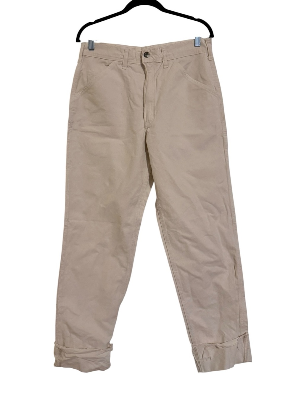 Stan Ray OG Painter Pants Khaki Natural Canvas Cuffed Made in USA Unisex 32